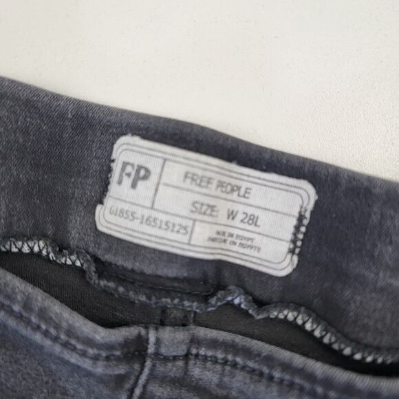 Free People Jeans Women's 28 Black Stretch Denim Pull On Skinny Ankle High Waist - Picture 4 of 13